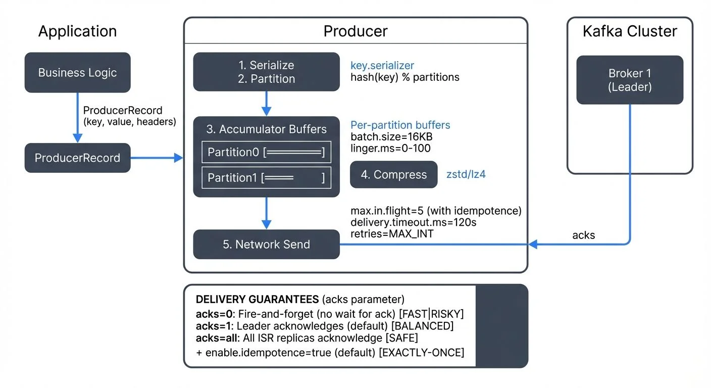 Kafka producer architecture and message flow