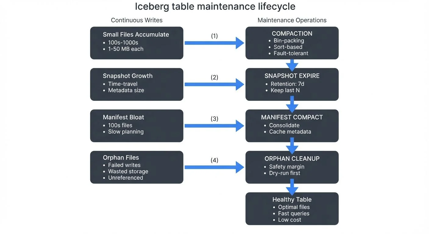 Iceberg table maintenance lifecycle