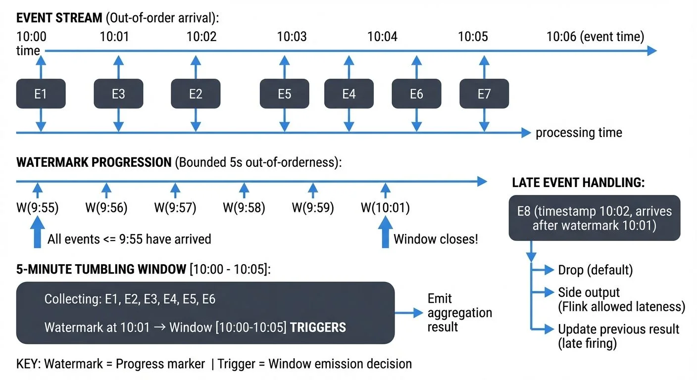 Watermark progression and window triggering