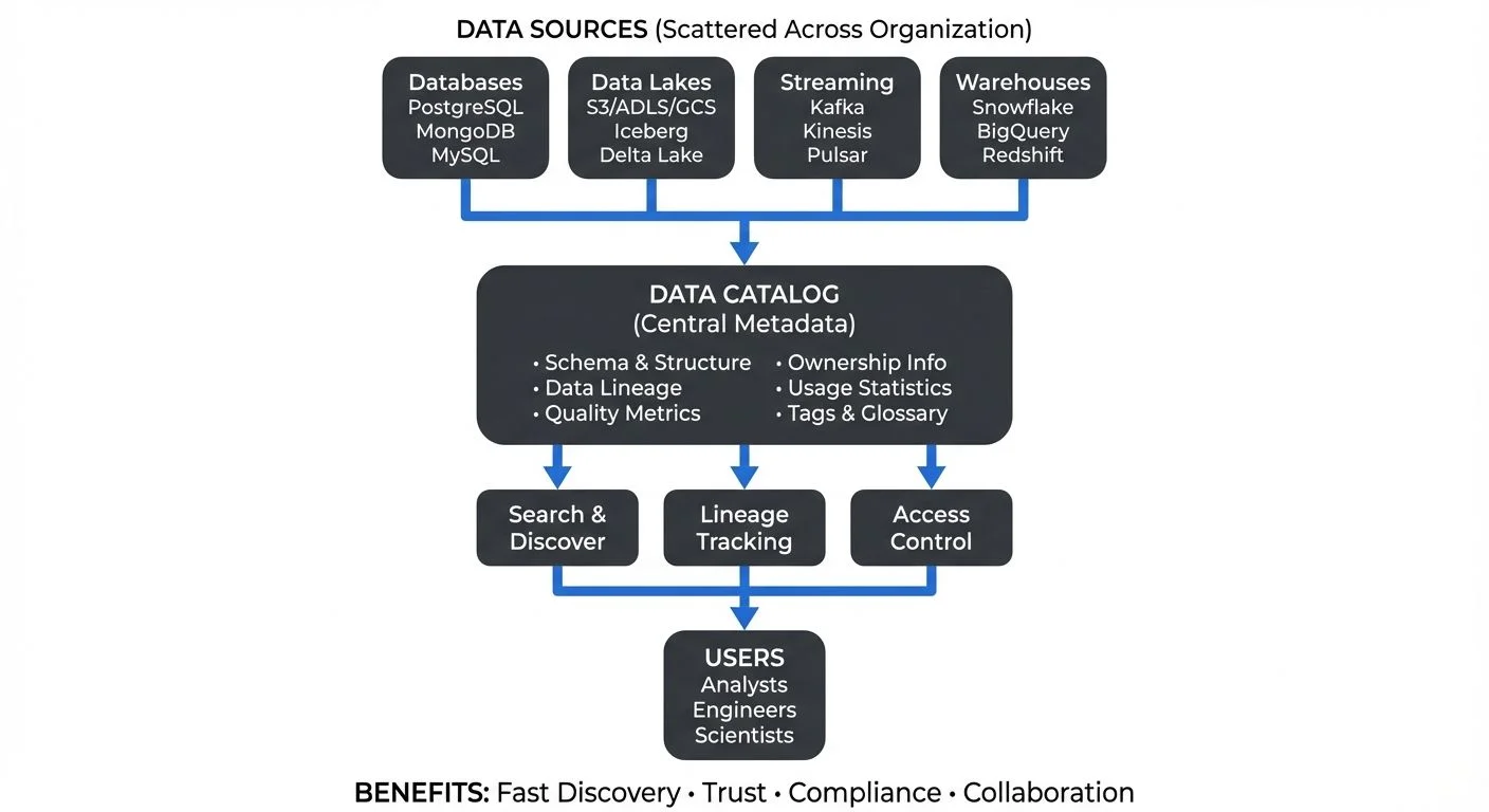 Data catalog connecting multiple data sources